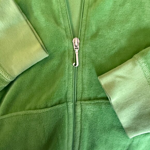Vintage JUICY COUTURE Prep School Velour Jacket Womens Medium M Hoodie Green Y2K - Picture 13 of 14